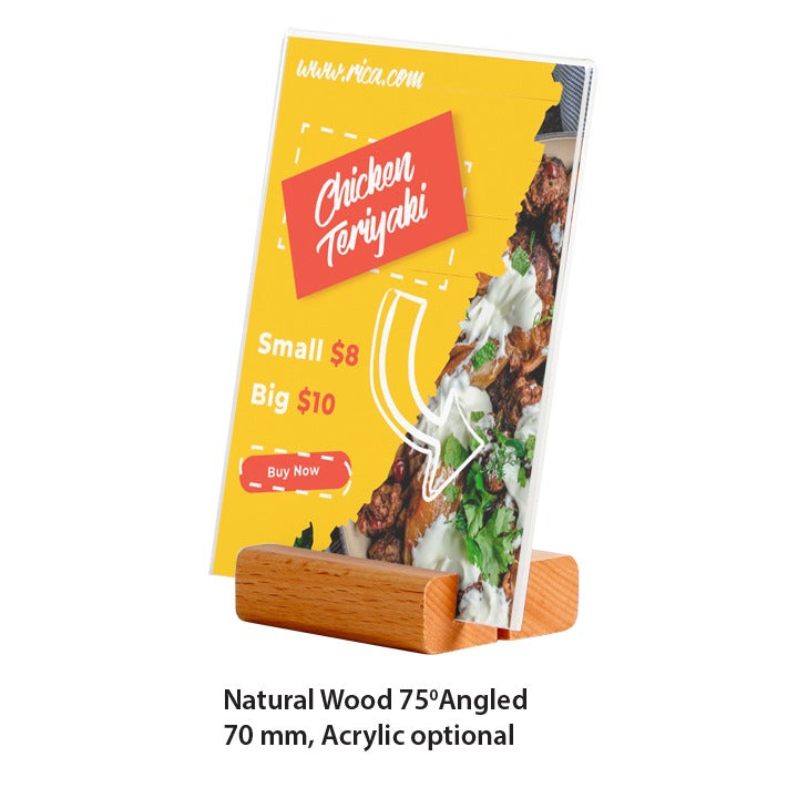 Çift Taraflı Kart Tutucu Ahşap Kayın Ağacı Masa Üstü Bilgi Tutucu
