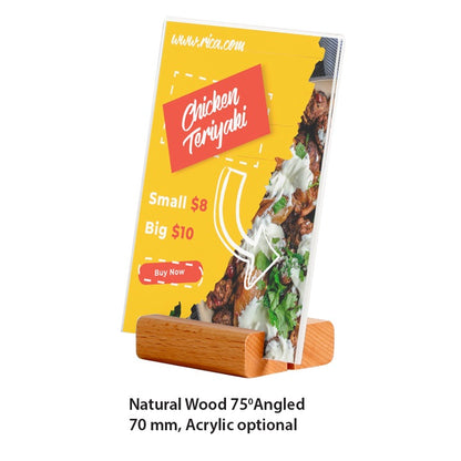 Çift Taraflı Kart Tutucu Ahşap Kayın Ağacı Masa Üstü Bilgi Tutucu