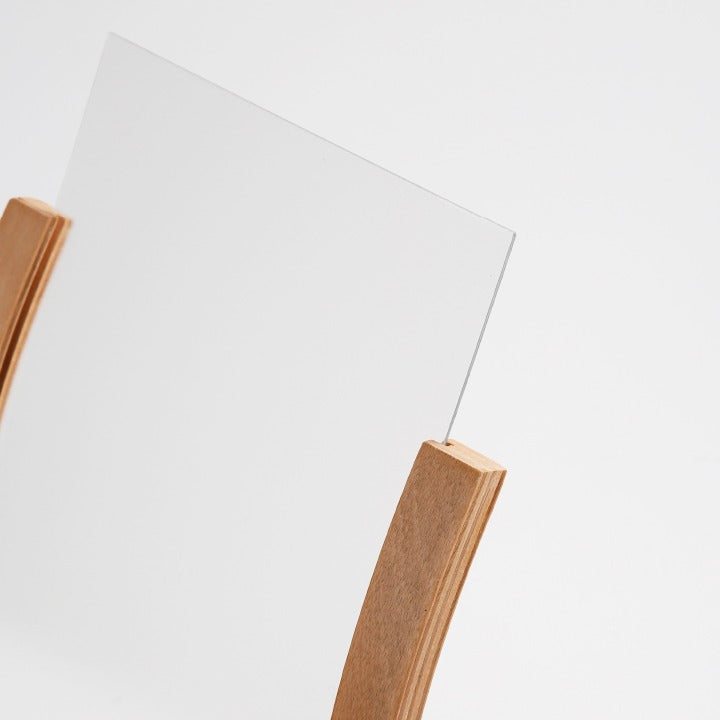 Curved Naturel Ahşap Menülük Kayın Ağacı Masa Üstü Menü Tutucu A4 A5