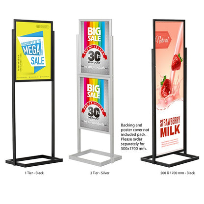Eko Sürgülü Ayaklı Poster Pano Çift Yüzlü Alüminyum Teşhir Standı