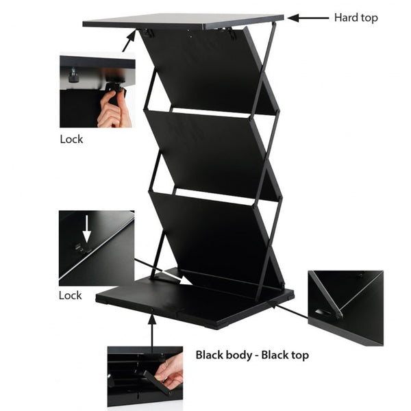 Katlanır Desk Broşürlük Metal ve Ahşap Portatif Föylük Standı 2xA4