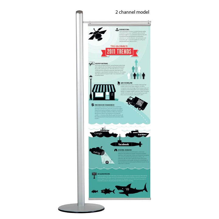 Leaflet Banner Alüminyum Yuvarlak Asma Poster Tutucu Tavan Standı