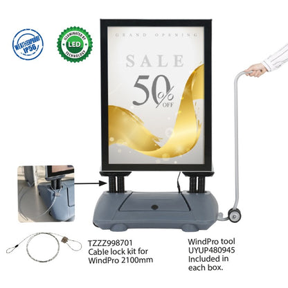 Ledli Windpro Işıklı Rüzgara Dayanıklı Dış Mekan Kaldırım Reklam Panosu