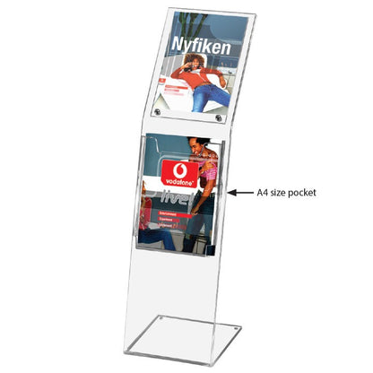 Monoblok Akrilik Ayaklı Broşürlük Föylük Standı A4 Tek Parça