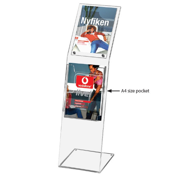 Monoblok Akrilik Ayaklı Broşürlük Föylük Standı A4 Tek Parça