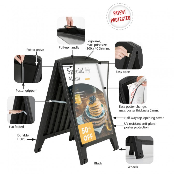 Street SignPro Deco Tekerlekli Kaldırım Reklam Panosu Lensli Poster