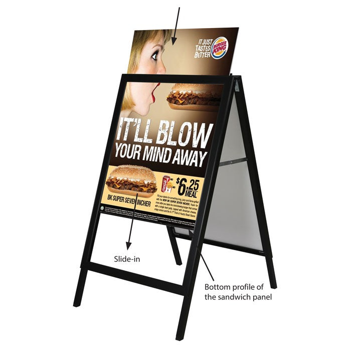 Sürgülü A Pano Çift Yüzlü Kaldırım Reklam Panosu Alüminyum A1 B1